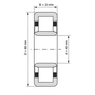 Tehnički crtež lagera NU 2208